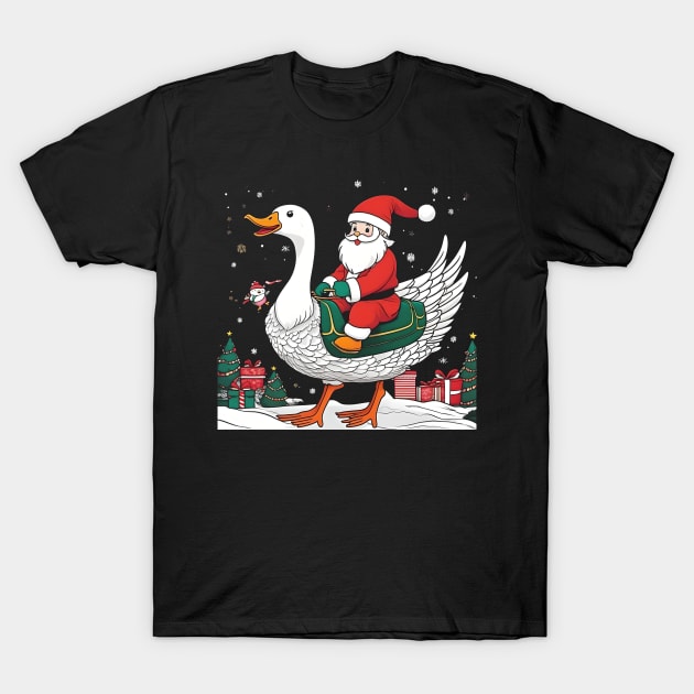 Funny Goose Christmas Tree Light Pajama Goose Xmas T-Shirt by click2print